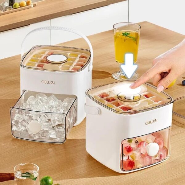 box mold ice storage double layer ice cube tray with handle rapid release inventive cold drink freezer tool