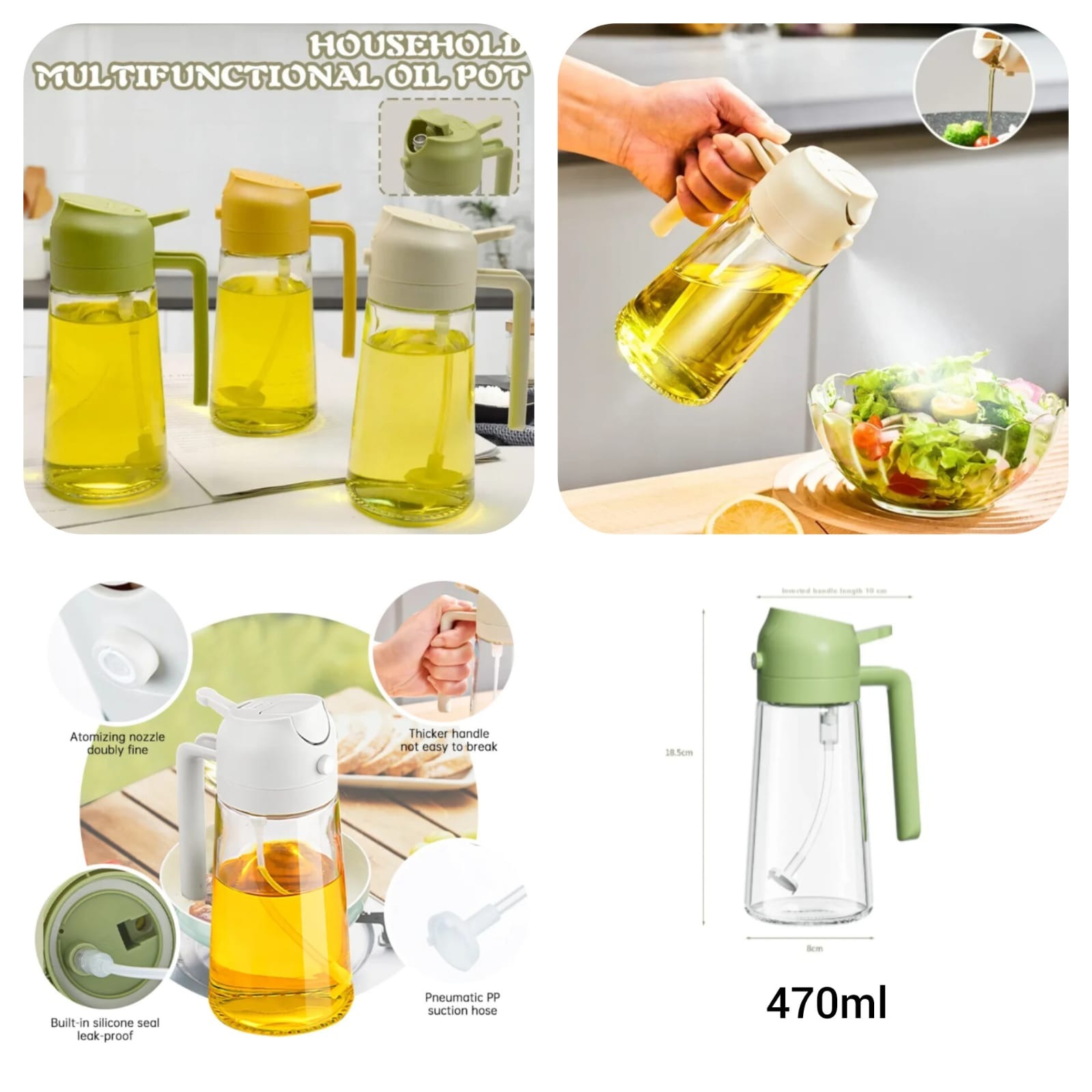 2 in 1 oil spray bottle | adjustable mist & dispenser | 470ml leak proof glass container | for cooking, bbq, baking & air fryer 500ml 2 in 1 oil spray bottle | adjustable mist & dispenser | 470ml leak proof glass container | for cooking, bbq, baking & air fryer 500ml