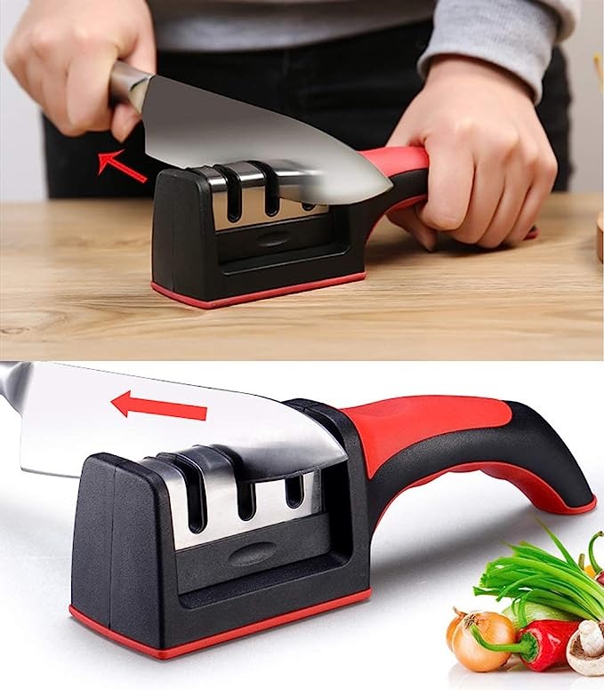 rs 168 3 stage manual knife sharpener – professional kitchen knife sharpening tool with ergonomic handle & non slip base rs 168 3 stage manual knife sharpener – professional kitchen knife sharpening tool with ergonomic handle & non slip base