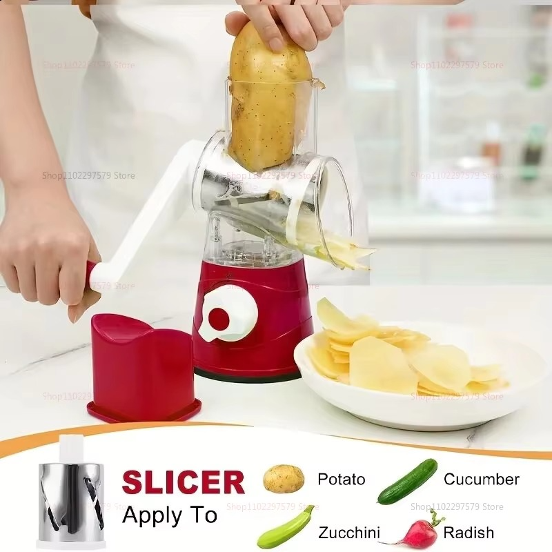 new vegetable cutter & slicer manual kitchen cheese chopper machine with 3 sharp drums multifunctional garlic potato shredder for easy food preparation new vegetable cutter & slicer manual kitchen cheese chopper machine with 3 sharp drums multifunctional garlic potato shredder for easy food preparation